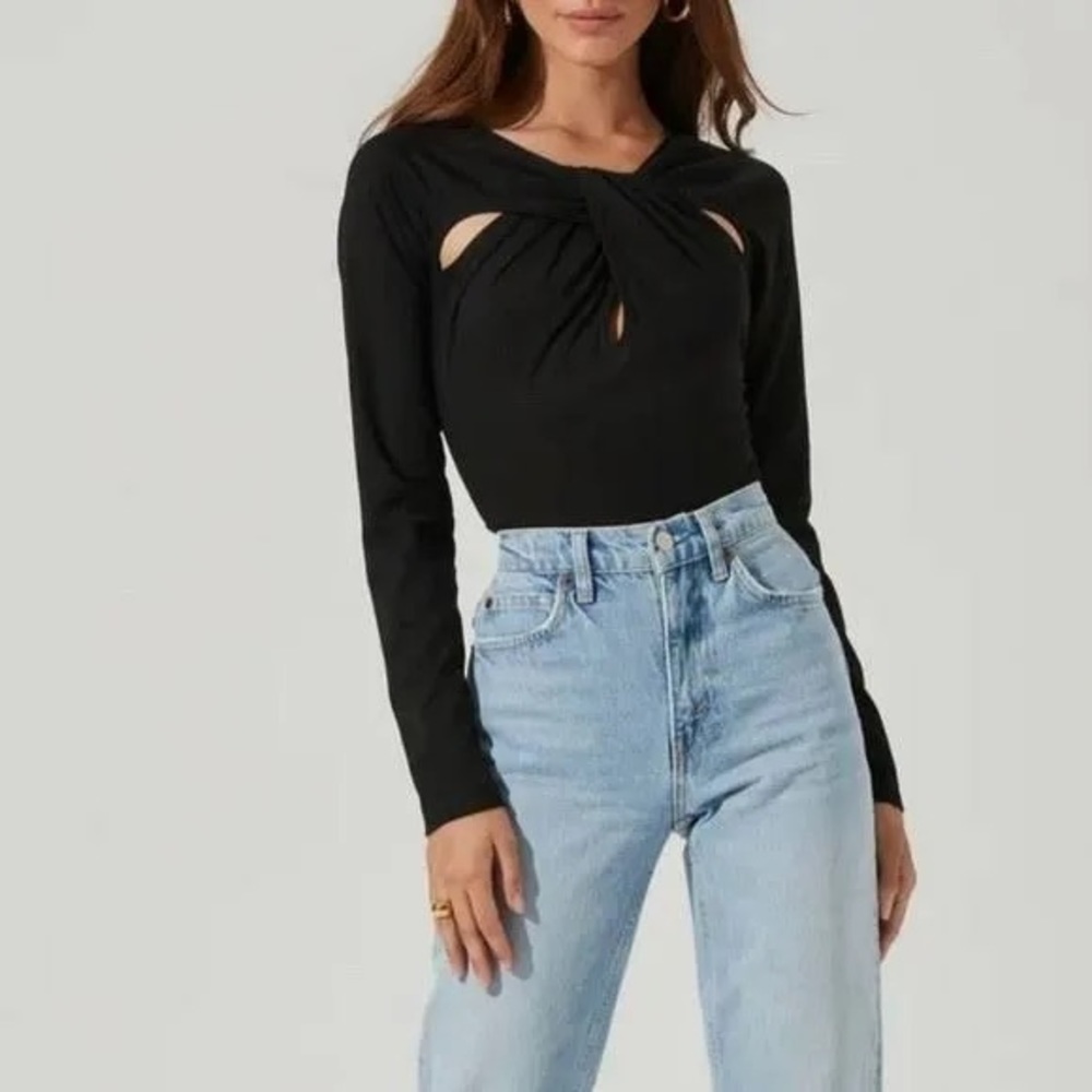 Astr the Label Black Cutout Bodysuit Medium